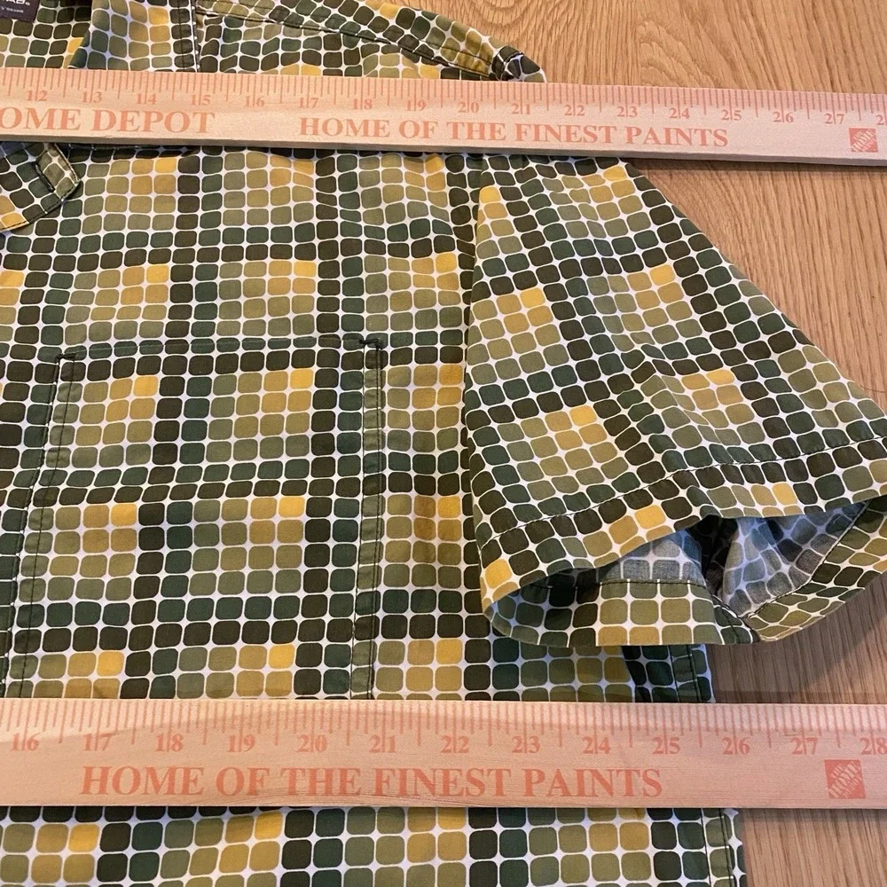Levis SilverTab Button Down Shirt Men XL Green Geometric Short Sleeve Vintage